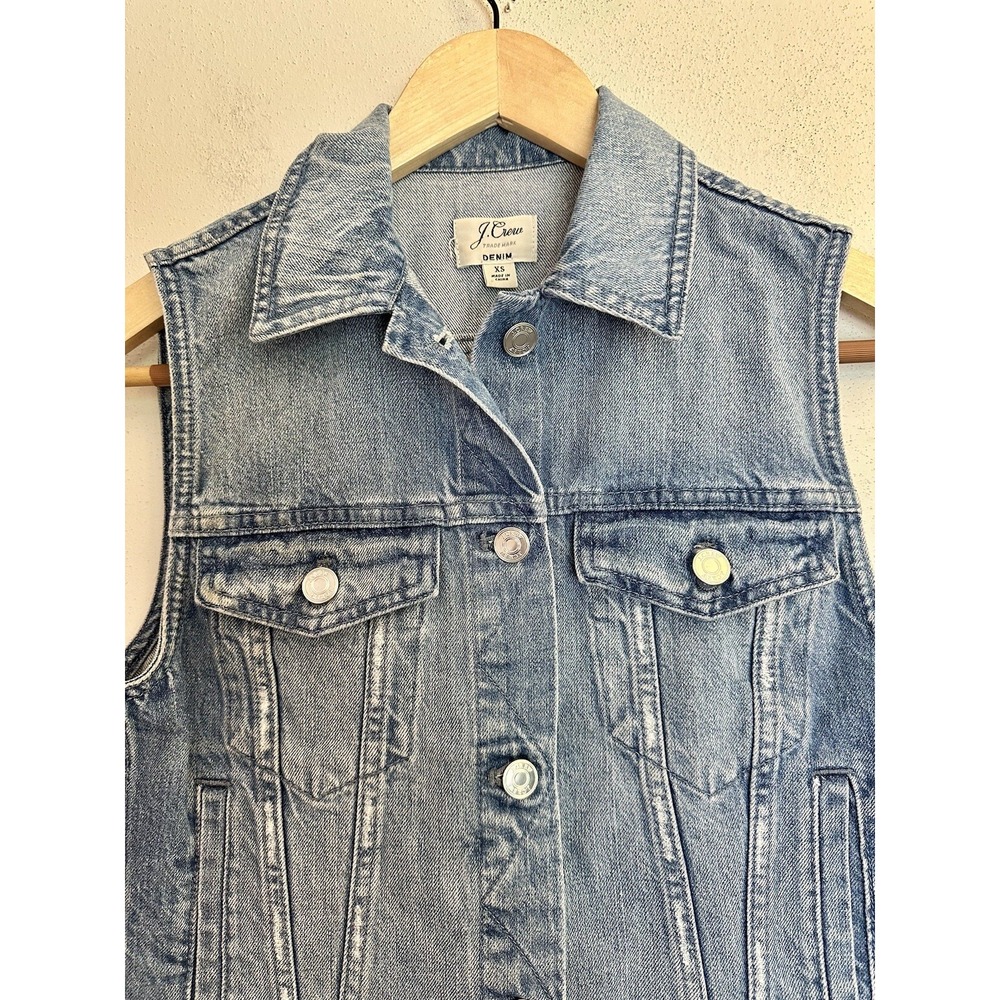 J. Crew Denim Vest XS 90s Y2K Grunge Summer Festival - Picture 2 of 13